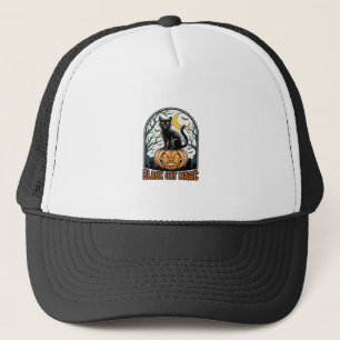 Black Cat Pumpkin Vintage Halloween Engraving_1 Trucker Hat