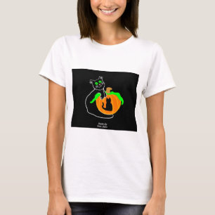 Black Cat Pumpkin Women's White Basic T Shirt