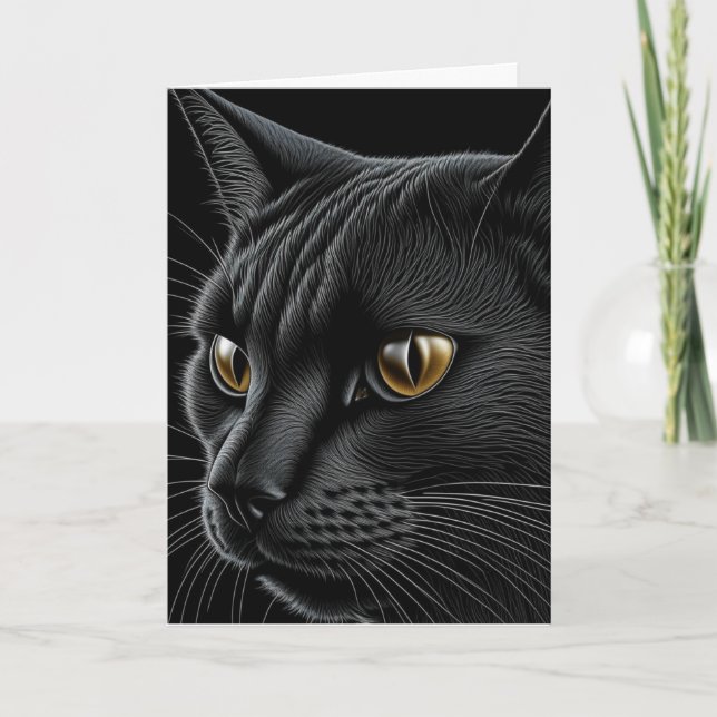Black Cat Pun Happy Birthday Card (Front)