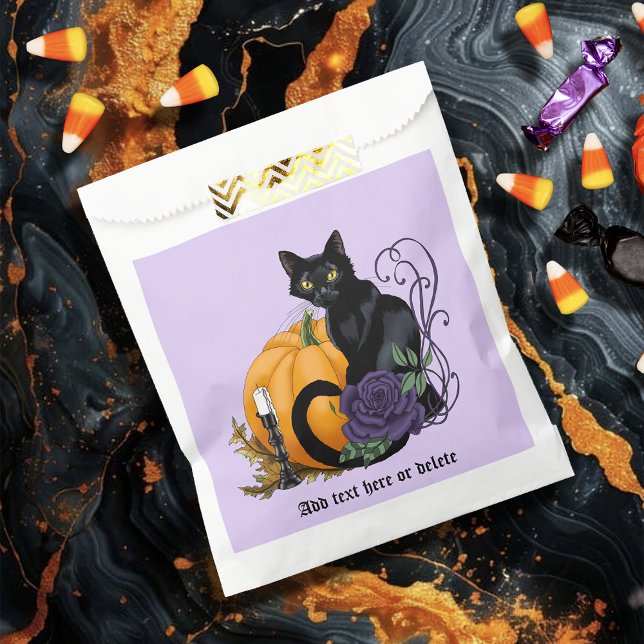 Black Cat Purple Rose Pumpkin Halloween Favour Bags (Creator Uploaded)
