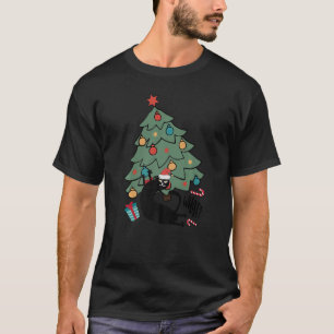 Black Cat Pushing Christmas Tree Over Cat What T-Shirt