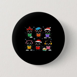 Black Cat Reading Book Christmas For Bookworm Cat  6 Cm Round Badge