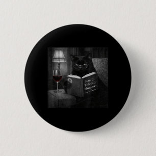 Black Cat Reading Book Funny Retro Cat Photo Humou 6 Cm Round Badge