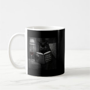 Black Cat Reading Book Funny Retro Cat Photo Humou Coffee Mug