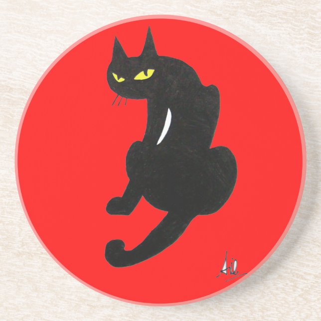 BLACK CAT, red Coaster (Front)