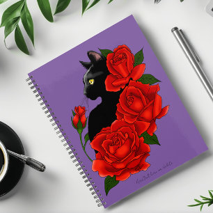 Black Cat Red Roses Purple Planner