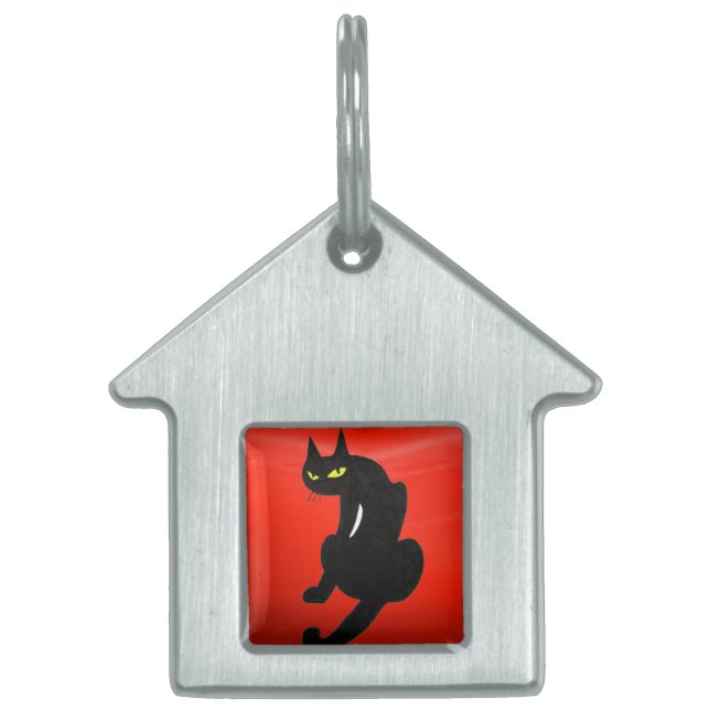 BLACK CAT  ,Red Ruby Pet Name Tag (Front)