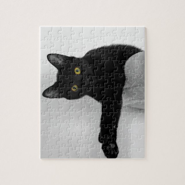 Black Cat relaxing on couch Jigsaw Puzzle (Vertical)