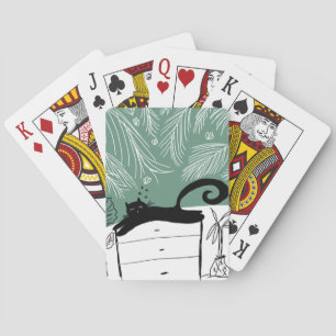 Black Cat Relaxing Plant Jungle Playing Cards
