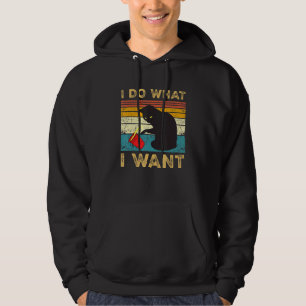 Black Cat Retro I Do What I Want Cat Hoodie