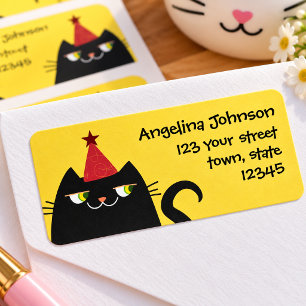 Black Cat Return Address Label