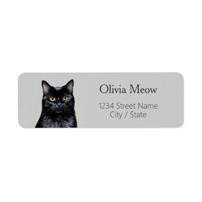 Black cat Return Address Labels (Front)
