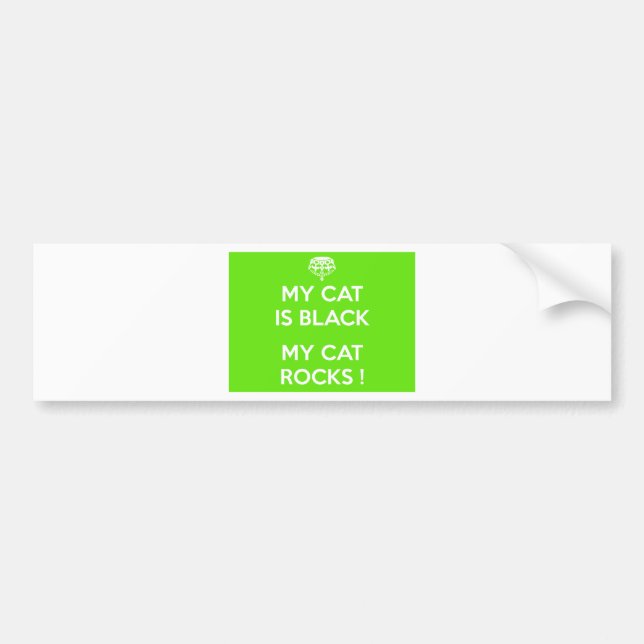Black cat rocks bumper sticker (Front)