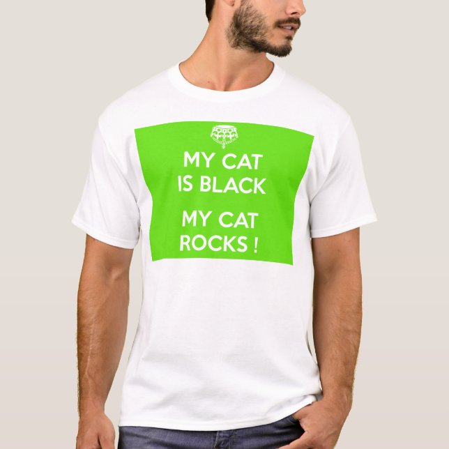 Black cat rocks T-Shirt (Front)