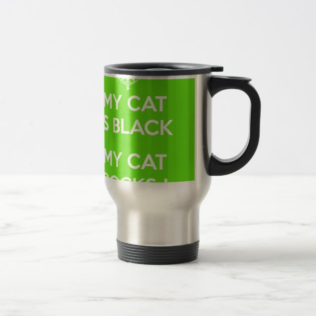 Black cat rocks travel mug (Right)