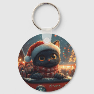 Black Cat Roller Coaster Christmas Key Ring