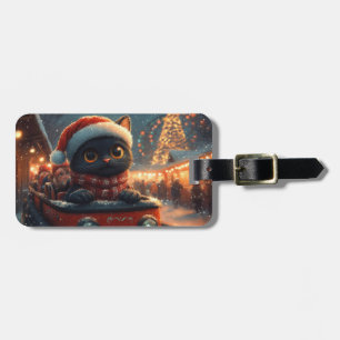 Black Cat Roller Coaster Christmas Luggage Tag