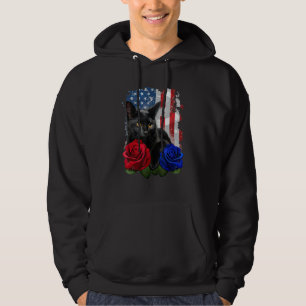 Black Cat Rose American Flag Happy 4th Of July Hoodie