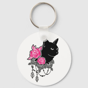 Black Cat Rose on  Key Ring