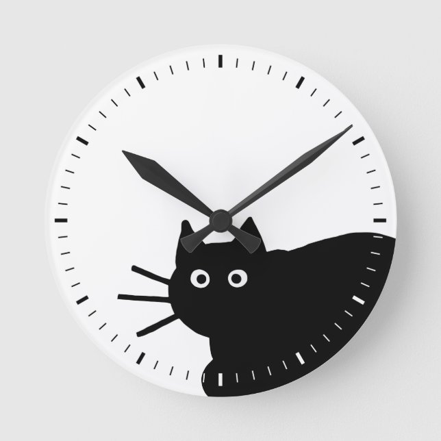 Black Cat Round Clock (Front)