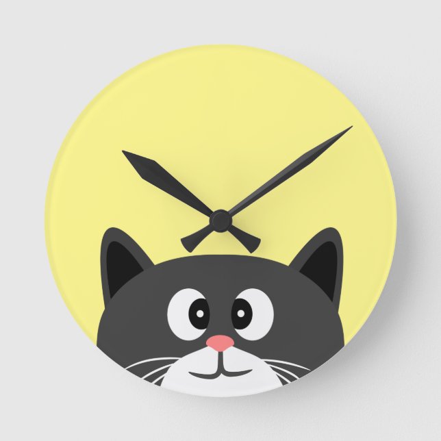 black Cat Round Clock (Front)