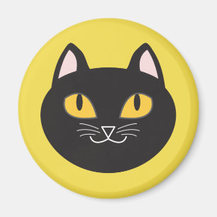 Black Cat Round Magnet