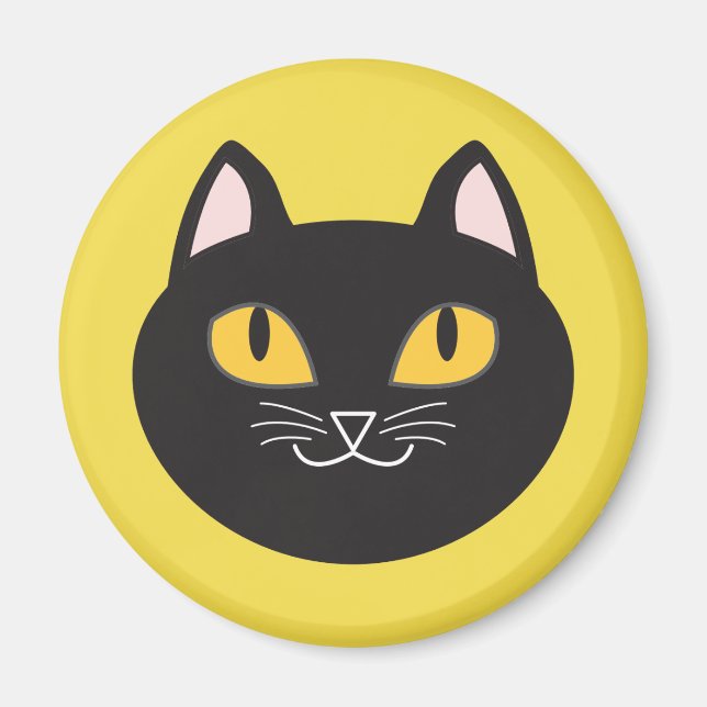 Black Cat Round Magnet (Front)