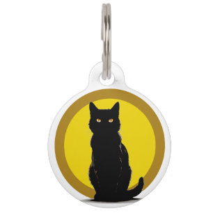 Black Cat Round Pet Tag