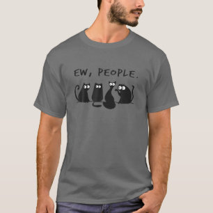 Black Cat S Funny Womens Ew People Meowy Fun Cat L T-Shirt