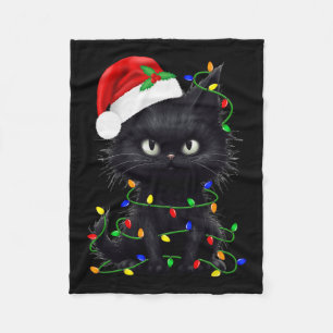 Black Cat Santa Christmas Family Matching Pyjamas  Fleece Blanket