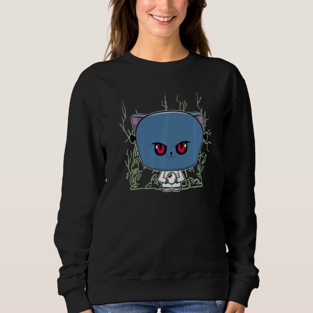 Black Cat Scientist With Magic Item For Horror Fan Sweatshirt (Front)