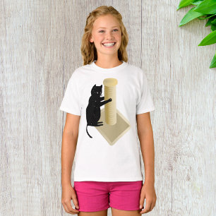 Black Cat Scratching Post Silhouette T-Shirt