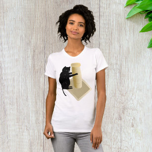 Black Cat Scratching Post Silhouette T-Shirt