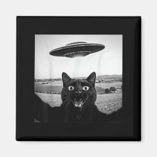 Black Cat Selfie Ufo Alien Funny Gifts For Men Magnet