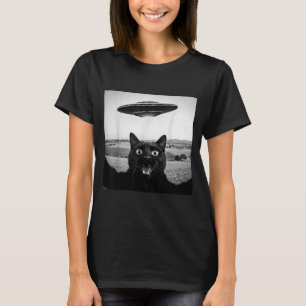 Black Cat Selfie Ufo Alien Funny Gifts For Men T-Shirt
