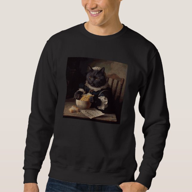 Black Cat Sewing French Fries Sweatshirt (Front)