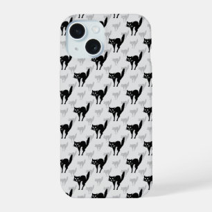 Black Cat Shadow Silhouette Pattern Design iPhone 15 Case