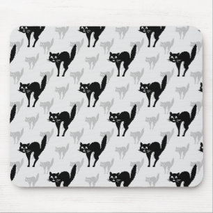 Black Cat Shadow Silhouette Pattern Design Mouse Pad