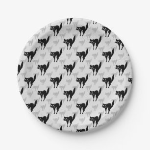 Black Cat Shadow Silhouette Pattern Design Paper Plate