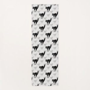Black Cat Shadow Silhouette Pattern Design Yoga Mat