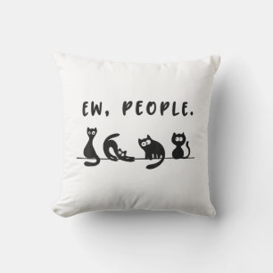 Black cat shirt funny womens ew people meowy cat l cushion