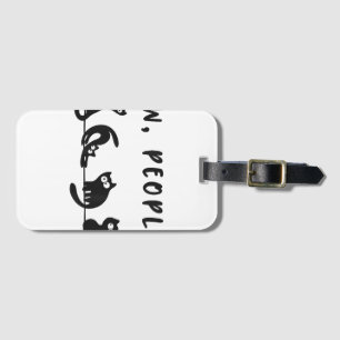 Black cat shirt funny womens ew people meowy cat l luggage tag