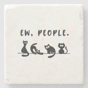 Black cat shirt funny womens ew people meowy cat l stone coaster
