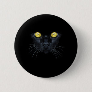 Black Cat Shirt Halloween Spooky Yellow Eyes Cat 6 Cm Round Badge