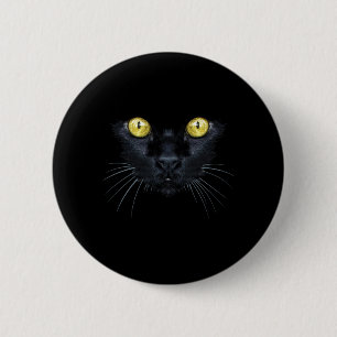 Black Cat Shirt Halloween Spooky Yellow Eyes Cat 6 Cm Round Badge
