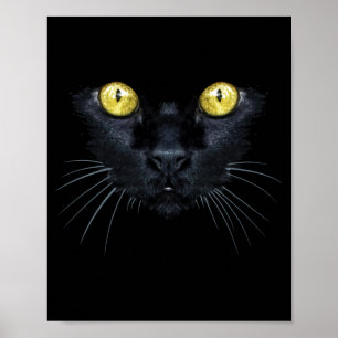 Black Cat Shirt Halloween Spooky Yellow Eyes Cat Poster
