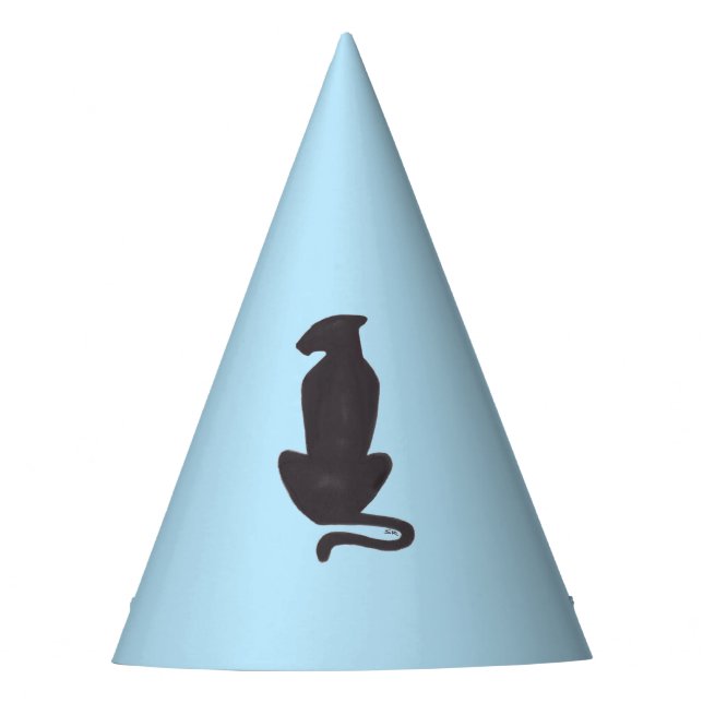 Black Cat Silhouette blue party hats (Front)