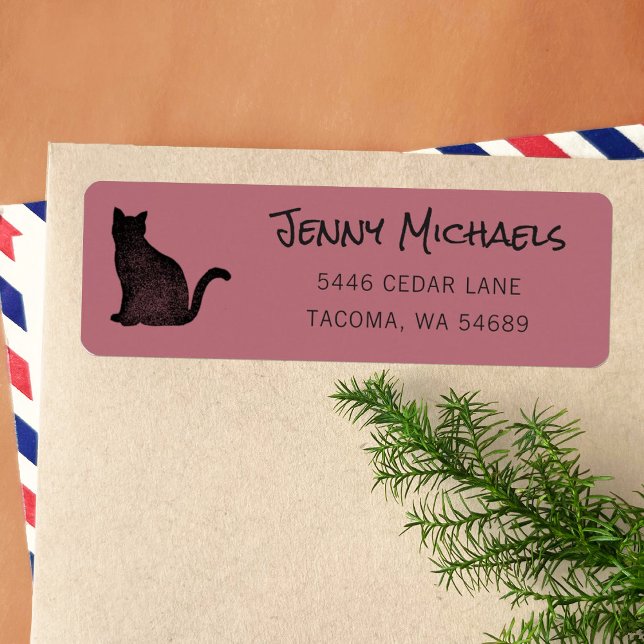 Black Cat Silhouette Cat Lover Return Address (Creator Uploaded)