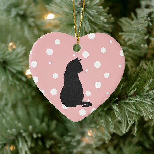 Black Cat Silhouette Christmas Art Ceramic Ornamen Tree Decoration (Tree)