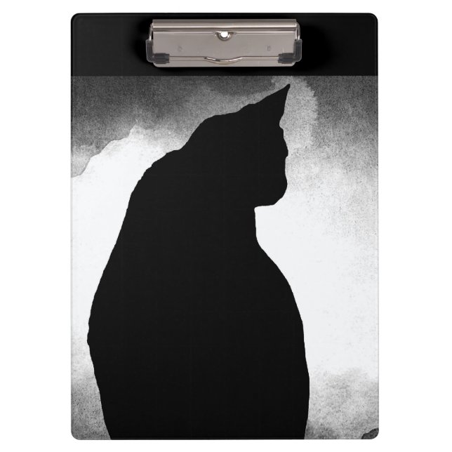 Black Cat Silhouette Clipboard (Front)